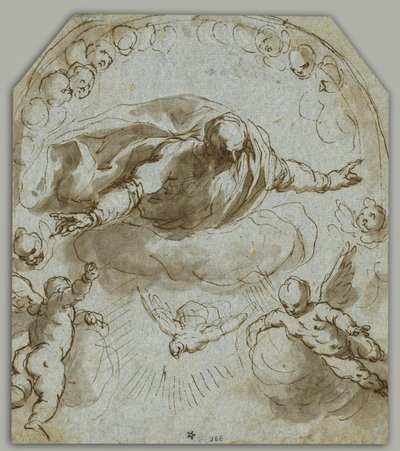 God the Father with the Dove, Two Putti and a Nimbus of Cherubim by Jacopo Negretti